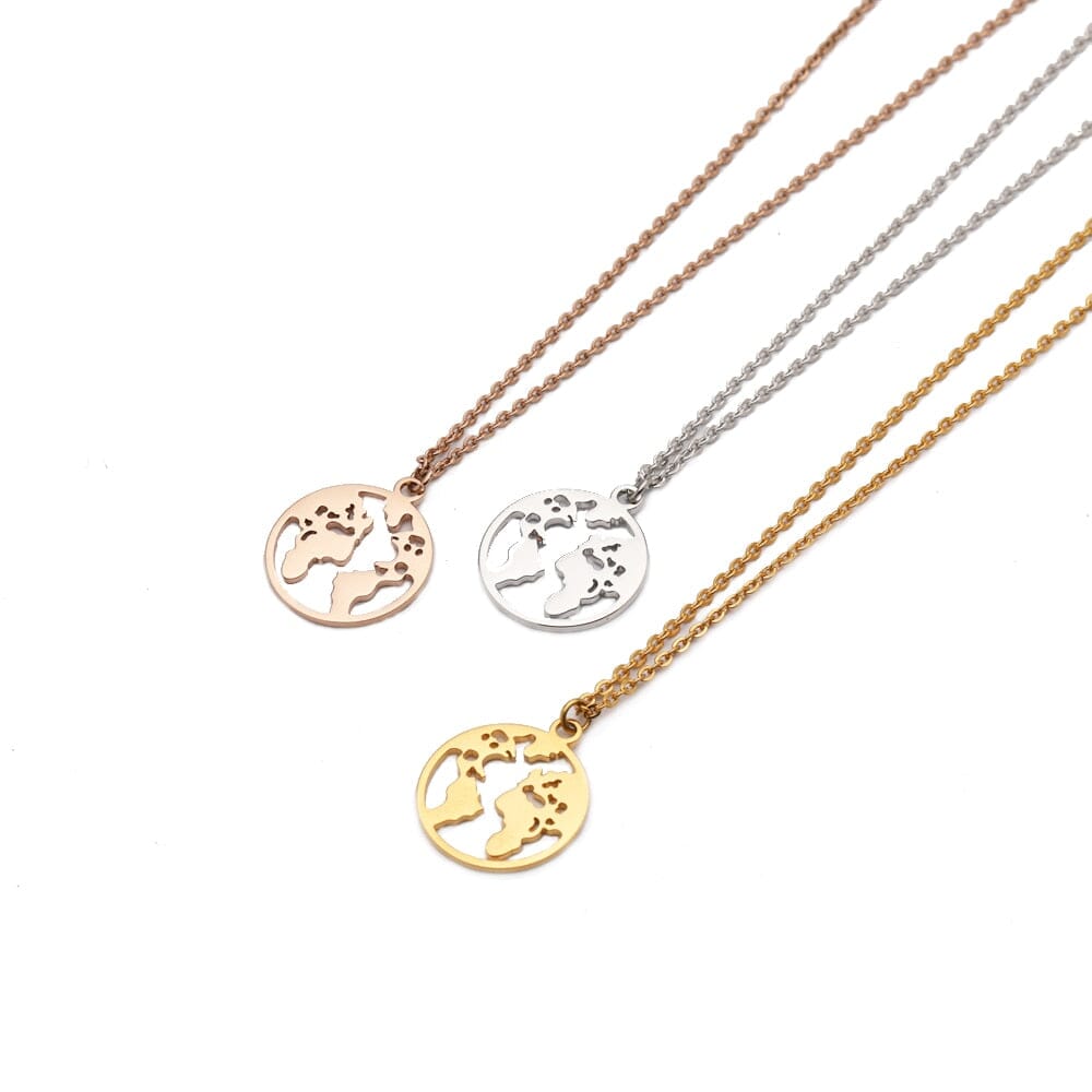 Collier Pendentif Globe Terrestre Minimaliste – vue 7 – Yokabag