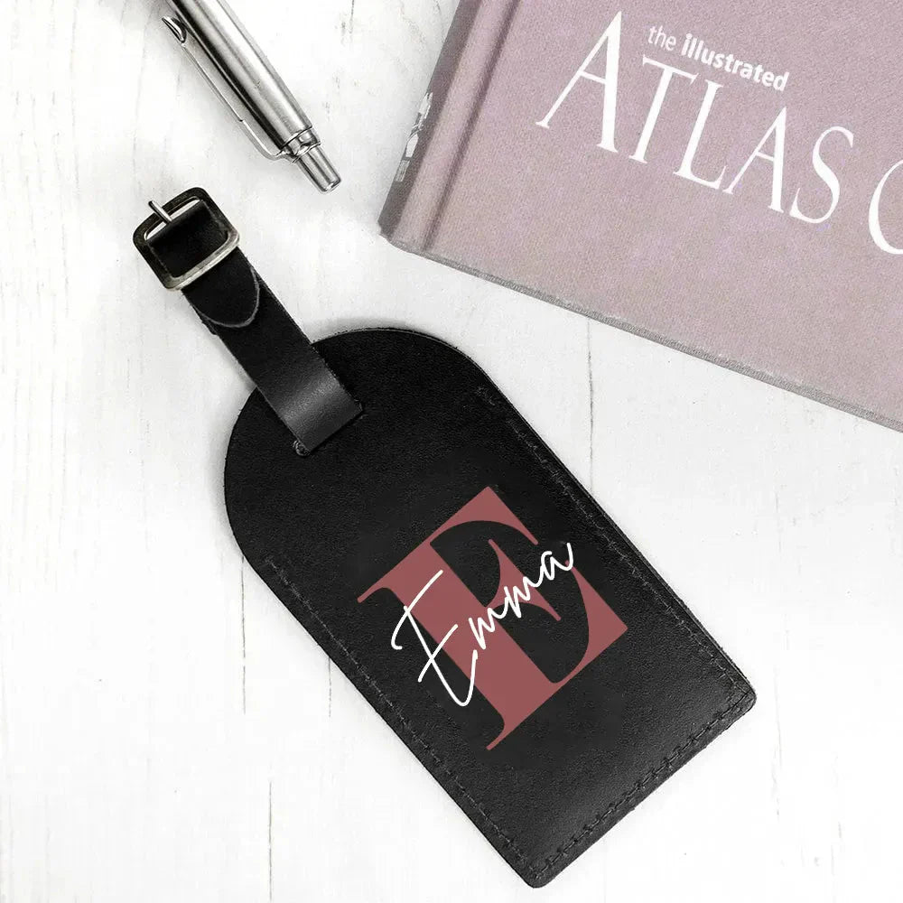 Étiquette à Bagage Personnalisée - Prénom & Initiale Rose – vue 4 – Yokabag