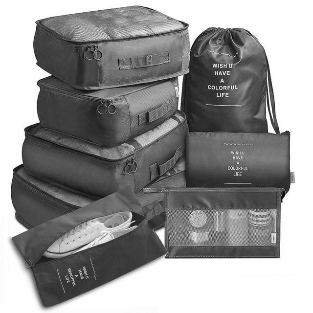 Organisateurs de Valise (Set de 8, Noir)