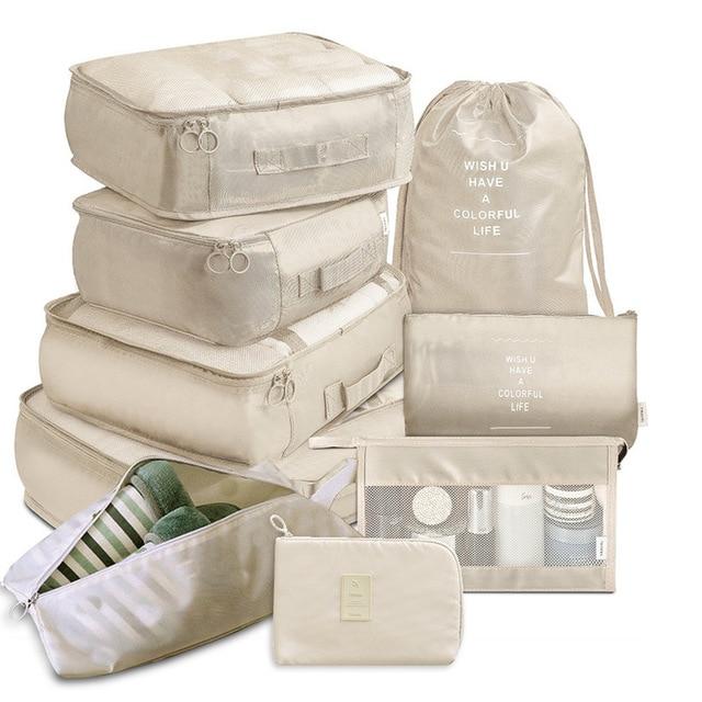 Organisateurs de Valise - Set de 9 (Beige)