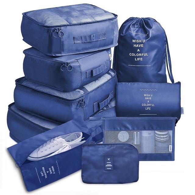 Organisateurs de Valise (Ensemble de 9, Bleu Marine)