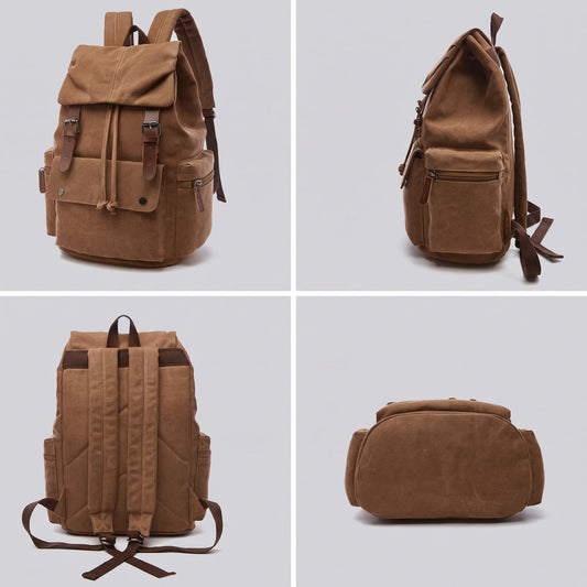Sac à Dos Voyage Vintage en Toile Canvas Noir – vue 2 – Yokabag