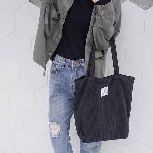Sac de Voyage Femme en Velours Côtelé Khaki – vue 2 – Yokabag