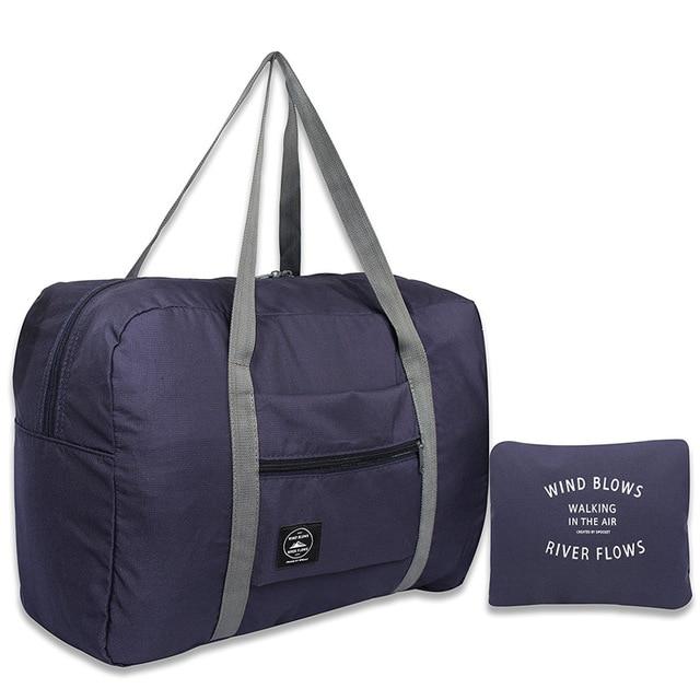 Sac de Voyage Pliable - Vent Souffle, Rivière Coule (Bleu Marine)