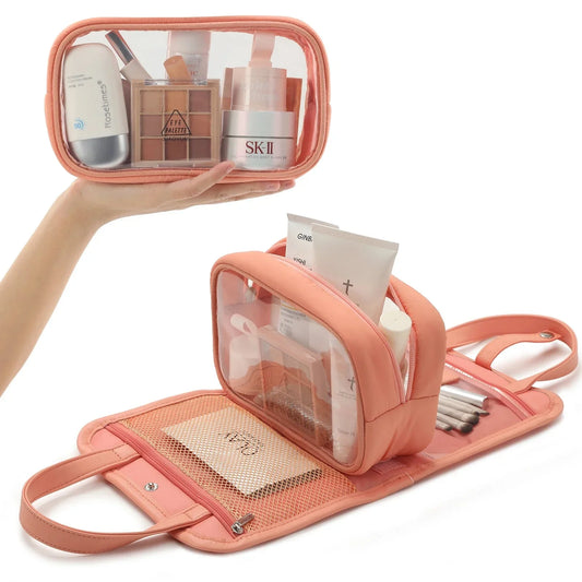 Trousse de Toilette Femme Matelassée 2-en-1 pour Voyage Beige – vue 2 – Yokabag