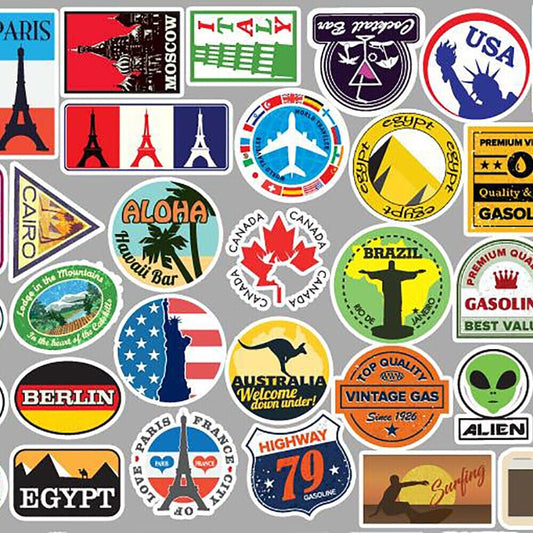 Stickers Valise - Explorez le Monde (Pack de 50) – vue 2 – Yokabag