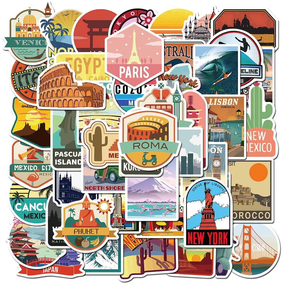 Stickers Valise - Destinations (Pack de 50) – vue 2 – Yokabag