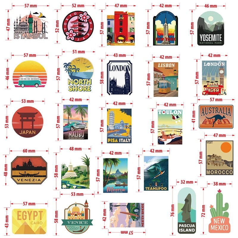 Stickers Valise - Destinations (Pack de 50) – vue 3 – Yokabag
