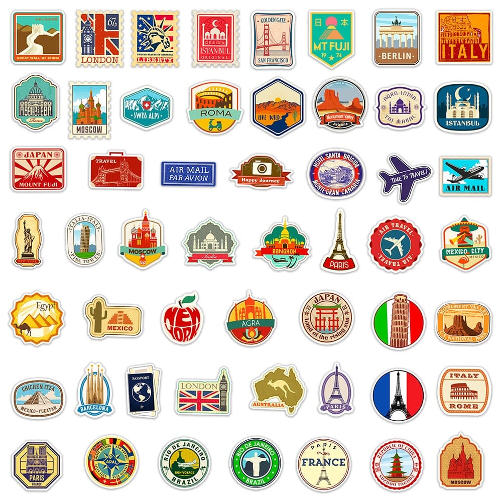 Valise Deco - Voyage Stickers (Pack de 50) – vue 2 – Yokabag