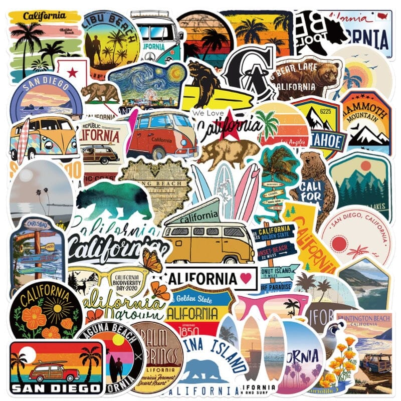 Autocollants Valise - California Dream (Pack de 50) – vue 2 – Yokabag