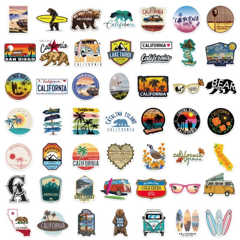 Autocollants Valise - California Dream (Pack de 50) – vue 3 – Yokabag