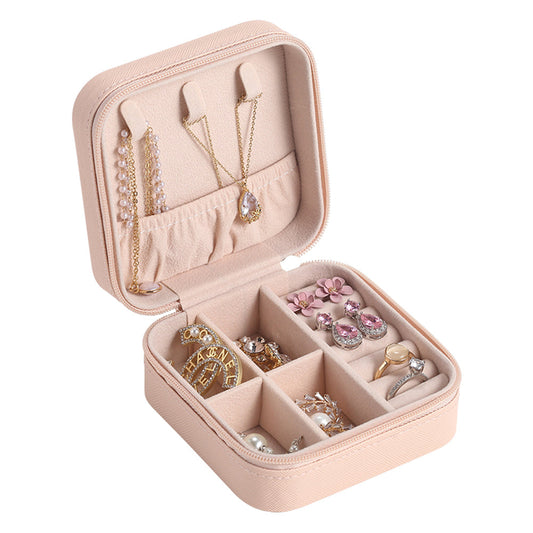 Boîte à Bijoux de Voyage Carrée Rose – Yokabag