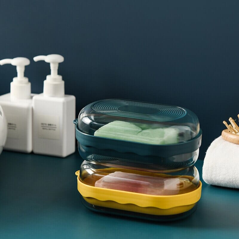 Valise à Savon Compacte - avec Drainage Bleu – vue 3 – Yokabag