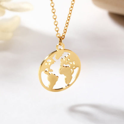Collier Pendentif Globe Terrestre Minimaliste - Collection Voyager