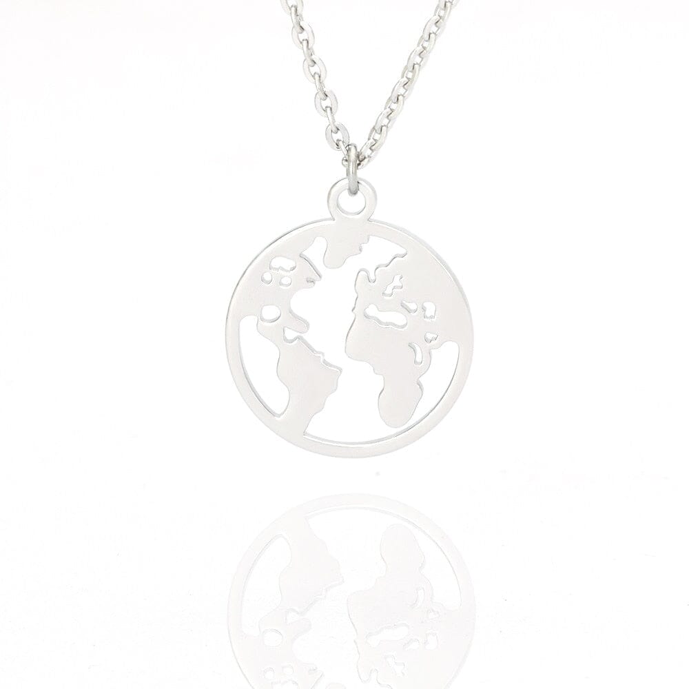 Collier Pendentif Globe Terrestre Minimaliste – vue 6 – Yokabag