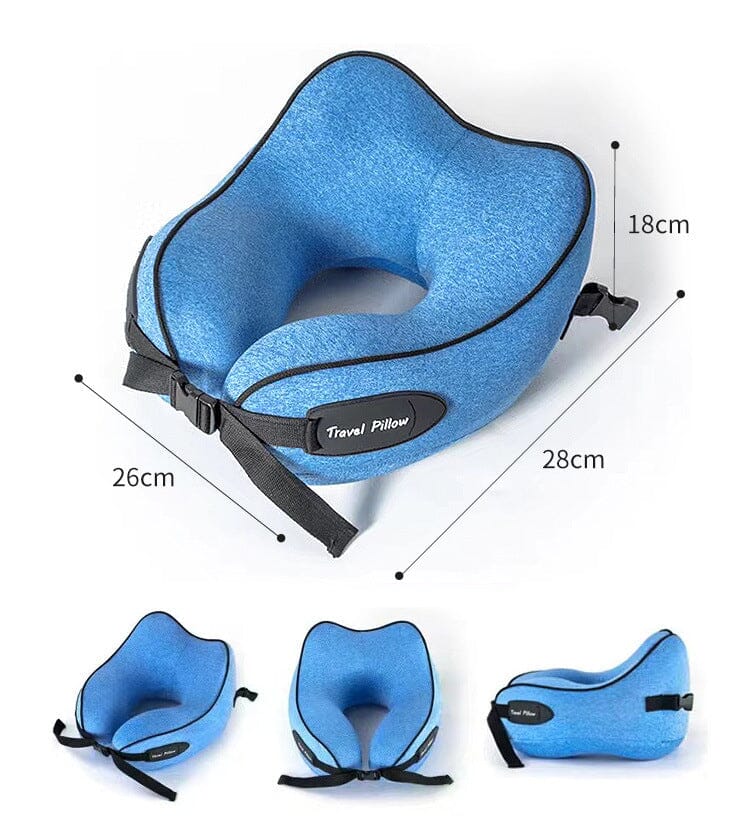 Coussin de Voyage en Mousse à Mémoire de Forme Bleu – vue 2 – Yokabag