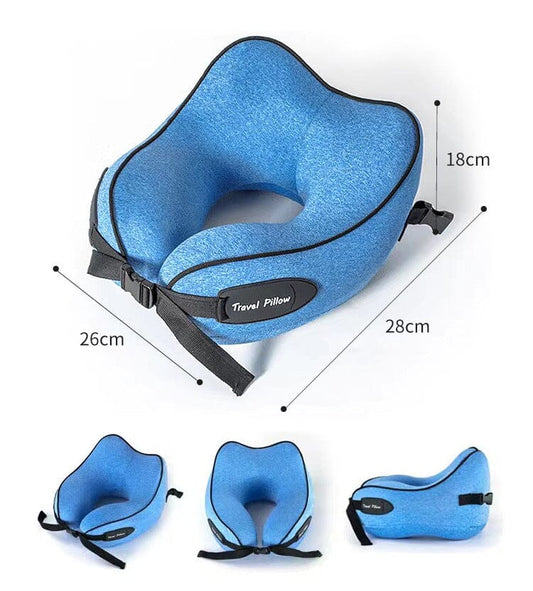 Coussin de Voyage en Mousse à Mémoire de Forme Bleu – vue 2 – Yokabag