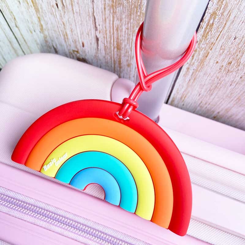 Étiquette Bagage - Voyager en Arc-en-ciel Rouge – vue 2 – Yokabag