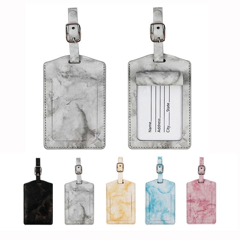 Étiquette Bagage - Marbrure Rose – vue 3 – Yokabag