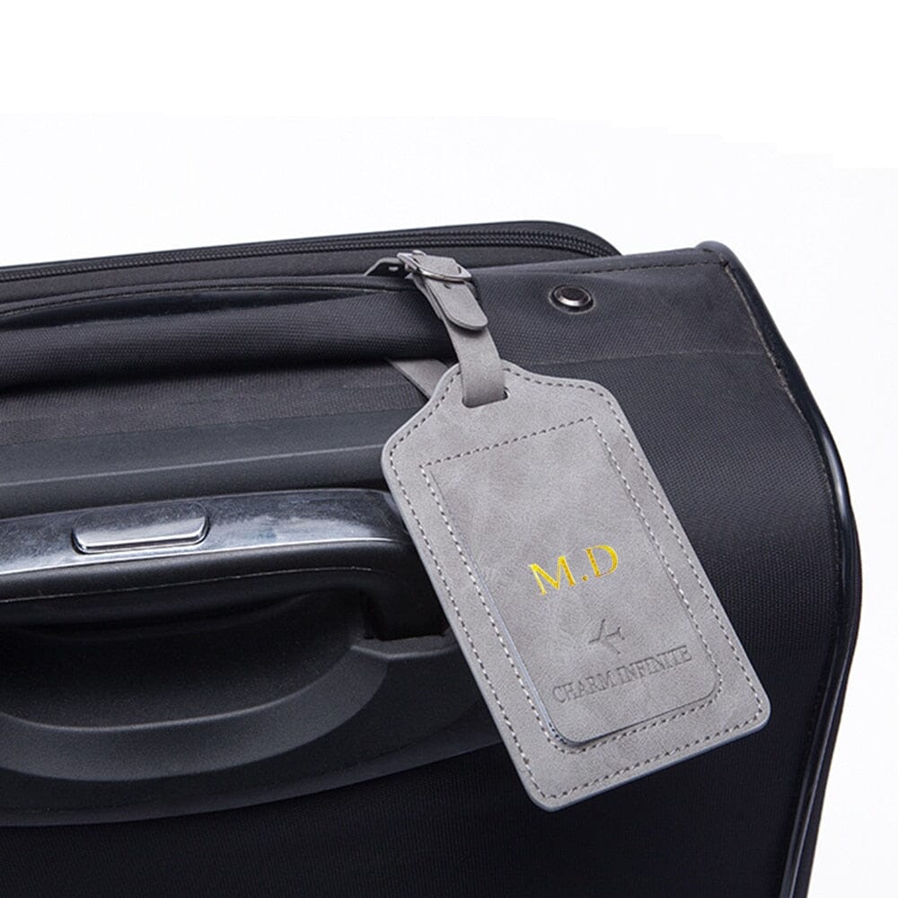 Étiquette Bagage de Voyage Personnalisée - Modèle Avion Marron – vue 2 – Yokabag