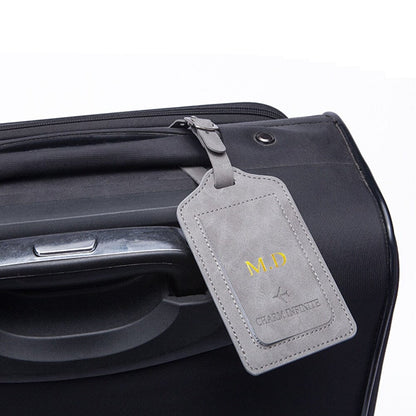 Étiquette Bagage de Voyage Personnalisée - Modèle Avion Marron – vue 2 – Yokabag