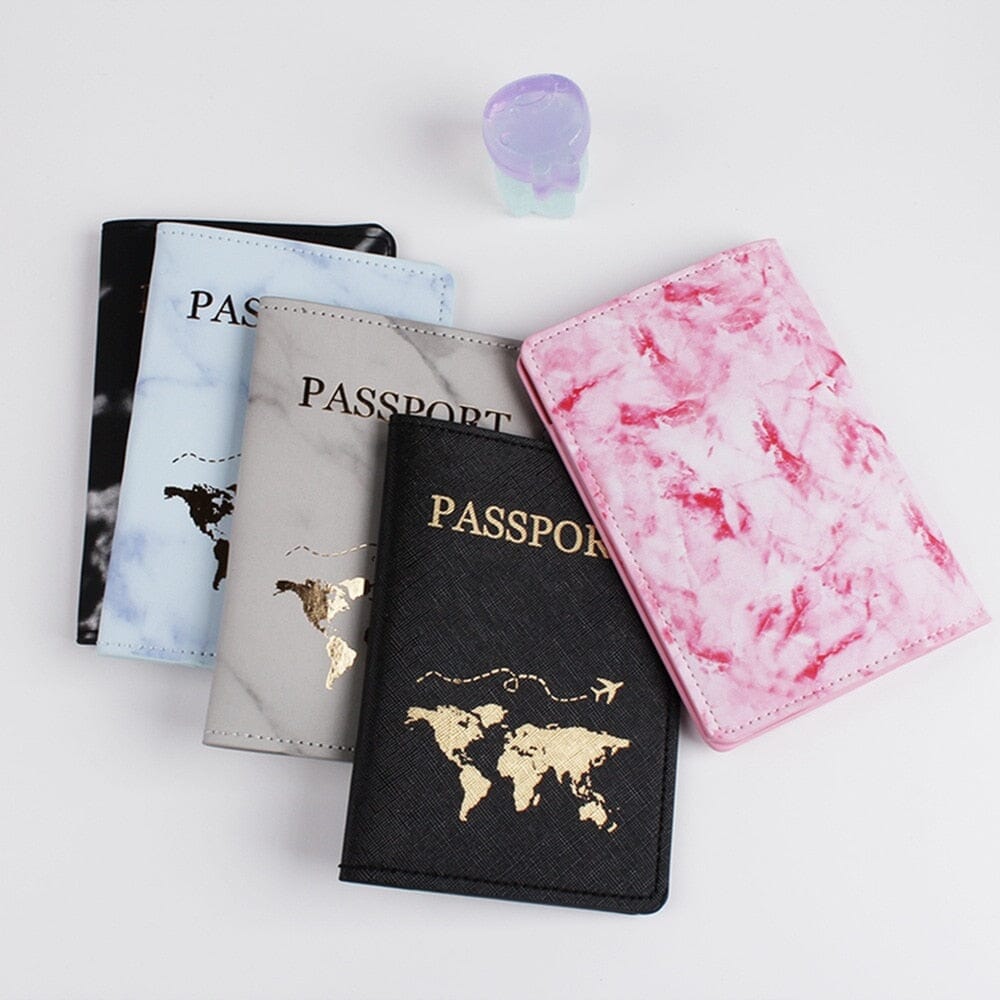 Étui Passeport Carte du Monde en Marbre - Édition Voyage Rose – vue 2 – Yokabag