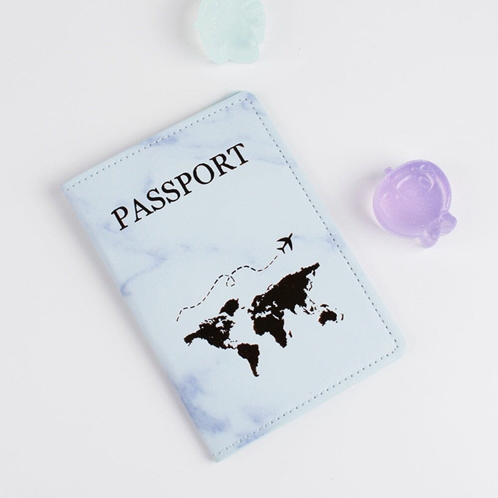 Étui Passeport Carte du Monde en Marbre - Édition Voyage Bleu – vue 3 – Yokabag