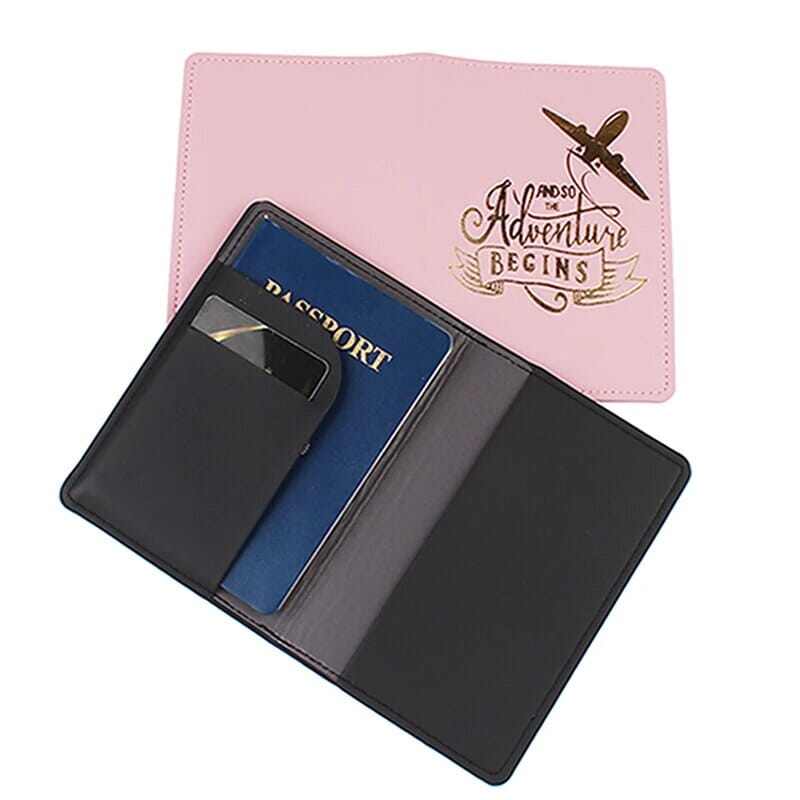 Étui Passeport de Voyage Personnalisé - The Adventure Begins Rose – vue 3 – Yokabag