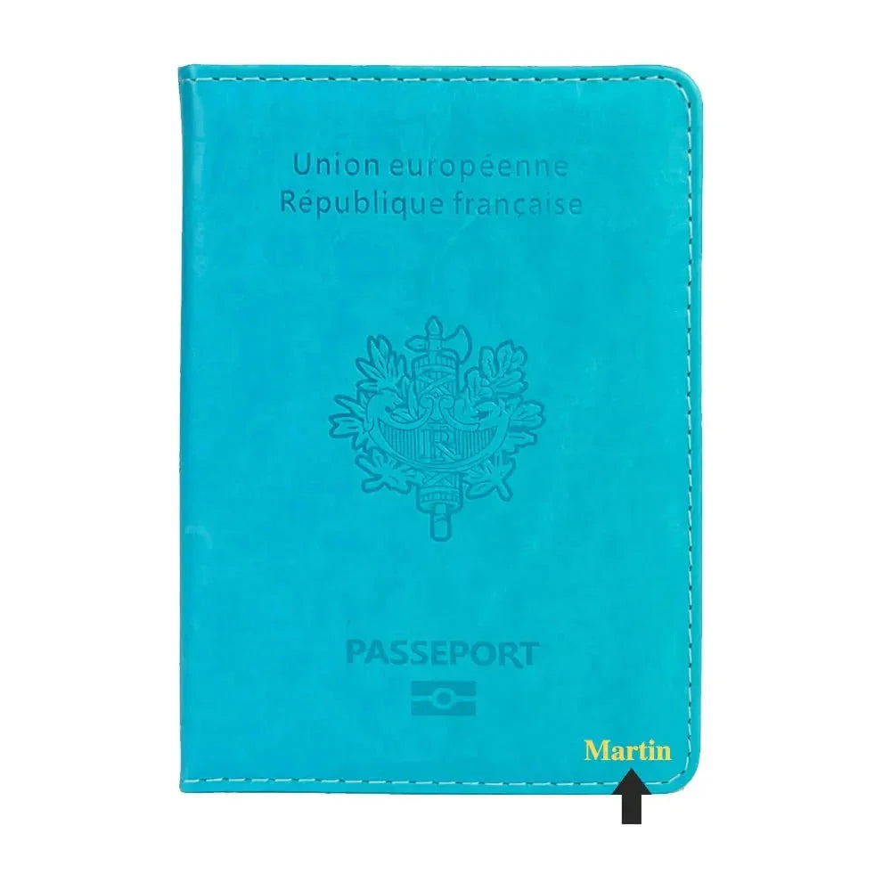 Étui Passeport Personnalisé Prénom - Destination France Noir – vue 3 – Yokabag