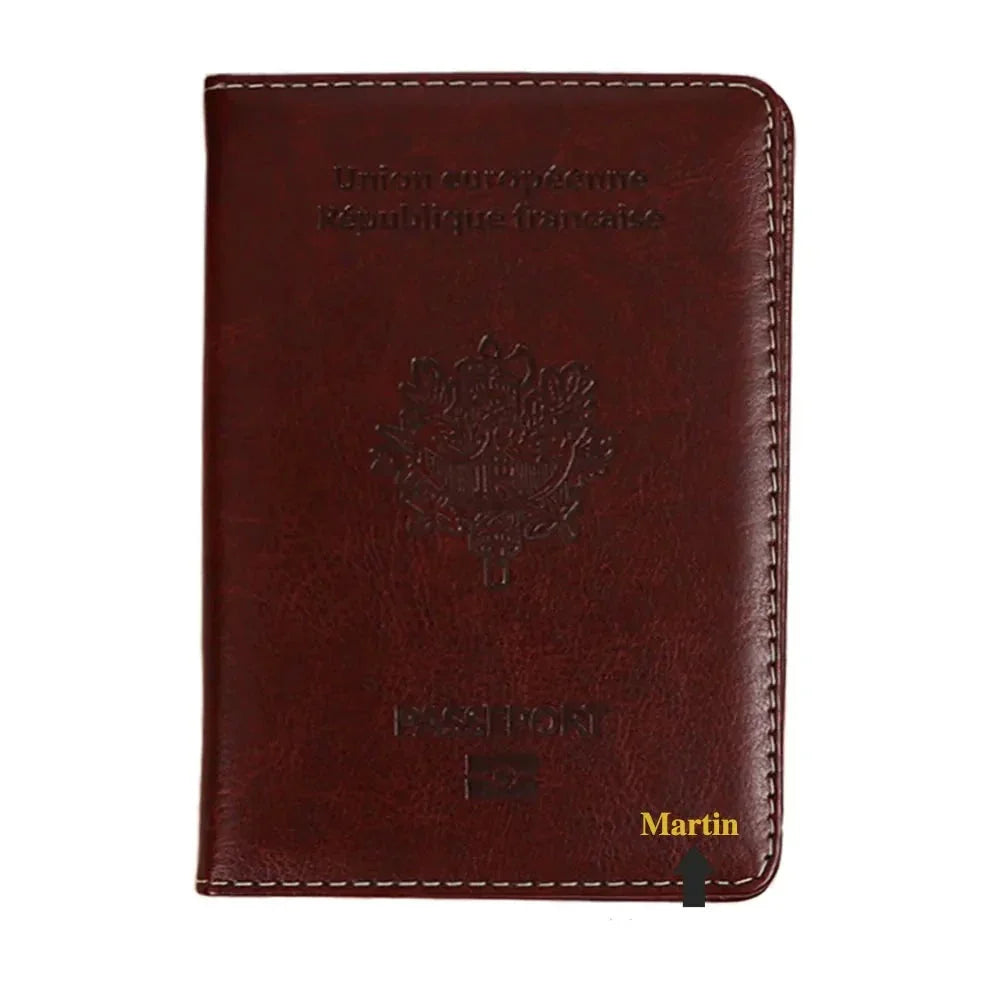 Étui Passeport Personnalisé Prénom - Destination France Marron – vue 5 – Yokabag