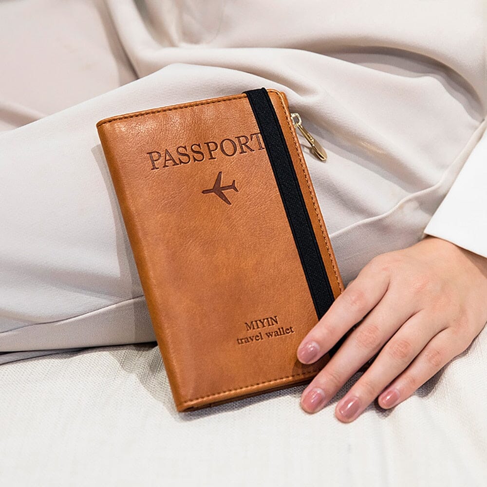 Grand Portefeuille de Voyage Personnalisé Passeport Vintage Bleu – vue 2 – Yokabag