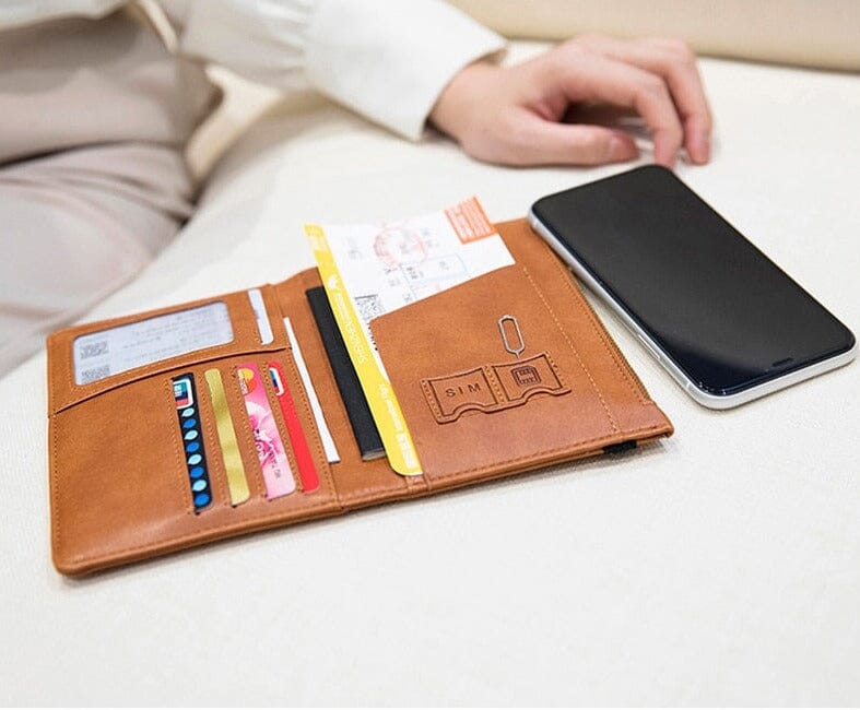 Grand Portefeuille de Voyage Personnalisé Passeport Vintage Gris – vue 4 – Yokabag