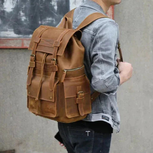 Grand Sac à Dos en Cuir pour Homme Marron – vue 3 – Yokabag