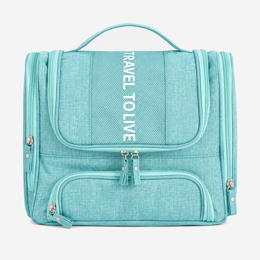 Grande Trousse de Toilette Voyage à Suspendre Live Life (Turquoise)