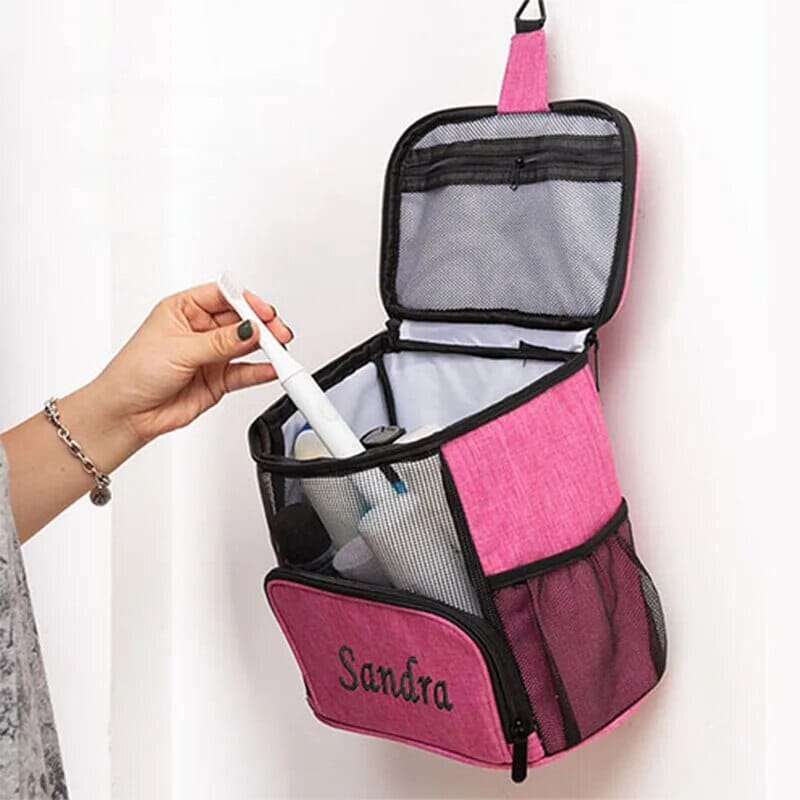 Trousse de Toilette Voyage Femme Personnalisée à Suspendre Bleu Ciel – vue 3 – Yokabag