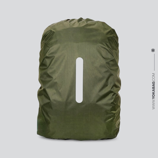Housse de Pluie Sac à Dos Kaki Explorateur (Bande Réfléchissante)