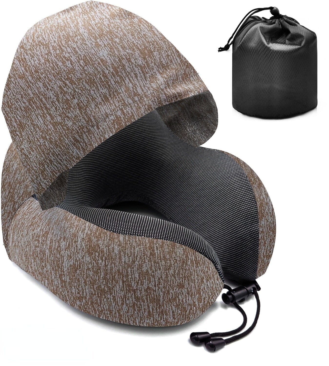 Oreiller de Voyage Mémoire de Forme Capuche Explorer Marron – vue 3 – Yokabag