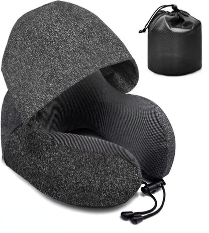 Oreiller de Voyage Mémoire de Forme Capuche Explorer Noir – vue 2 – Yokabag