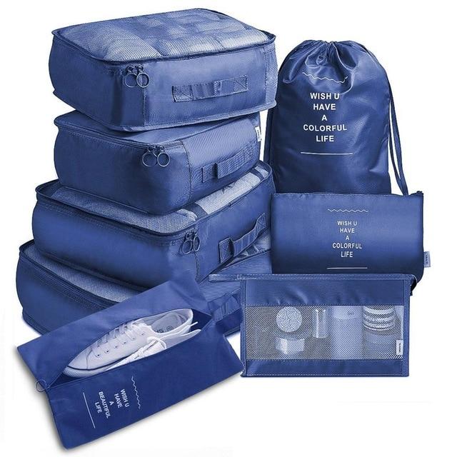 Valise Organizer (Set de 8, Bleu Marine)
