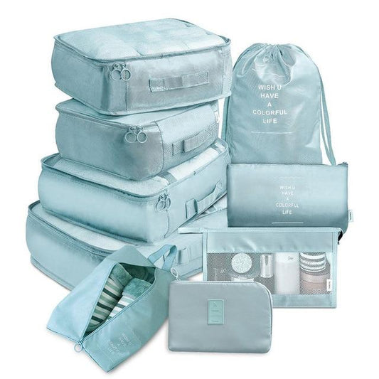 Organisateurs de Valise (Set de 9, Bleu Ciel)