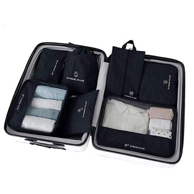 Valise Set - Organisateurs de Valise (Set de 7, Noir)