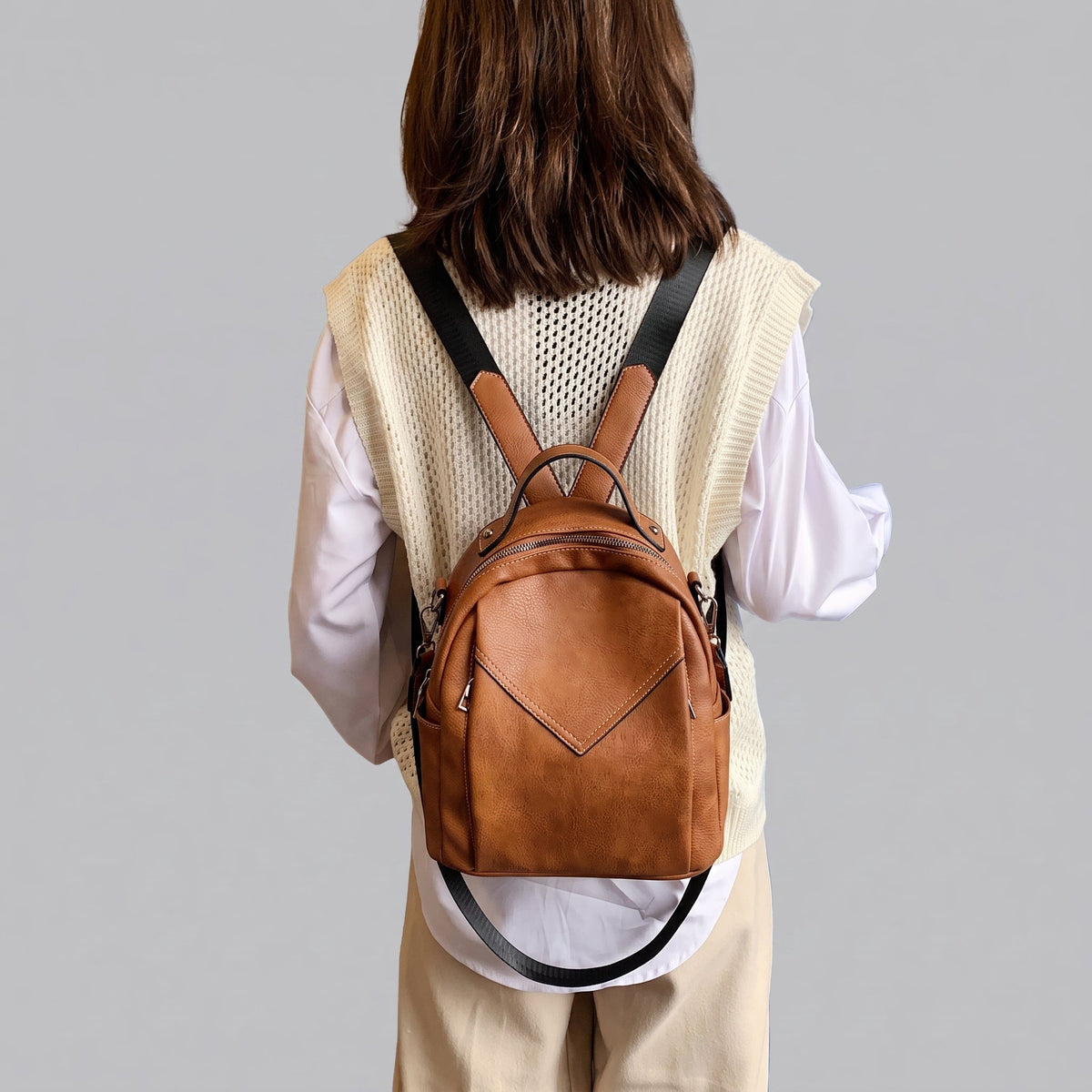 Petit Sac à Dos Femme Marron Vintage – vue 2 – Yokabag