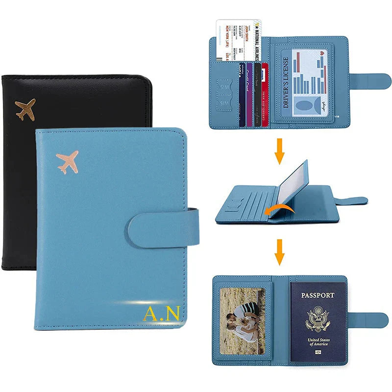 Pochette Passeport Personnalisable Avion Adventure Noir – vue 2 – Yokabag