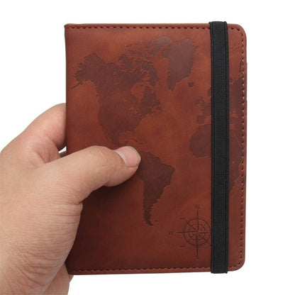 Portefeuille de Voyage Carte du Monde - Protection Anti-RFID Marron – vue 3 – Yokabag