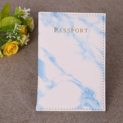 Protège-Passeport Marbré Blanc Bleu Ciel – vue 2 – Yokabag