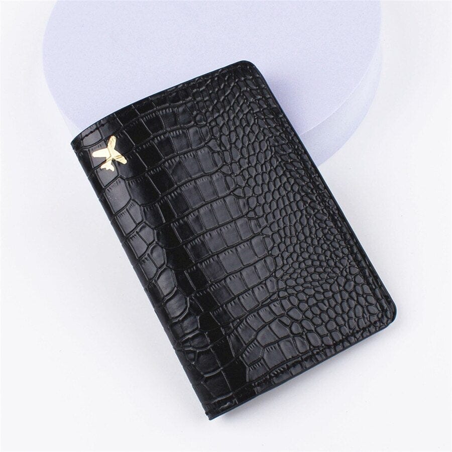 Protège-Passeport Avion Crocodile Voyage Rose – vue 2 – Yokabag