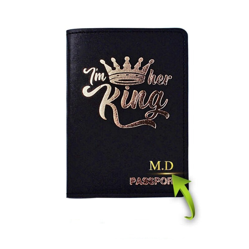 Protège-Passeport Personnalisé Couple Queen & King King (Marron) – vue 2 – Yokabag