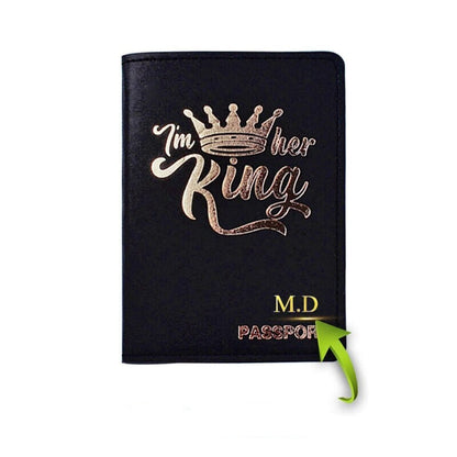 Protège-Passeport Personnalisé Couple Queen & King King (Marron) – vue 2 – Yokabag