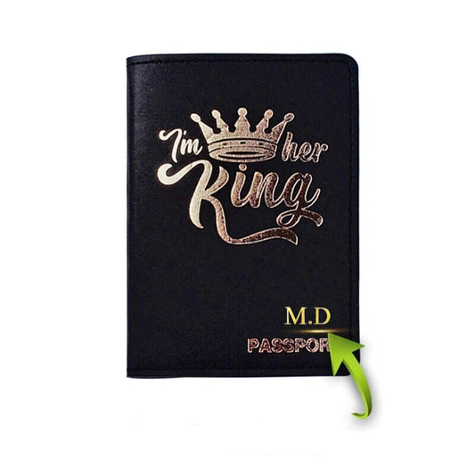Protège-Passeport Personnalisé Couple Queen & King King (Marron) – vue 2 – Yokabag