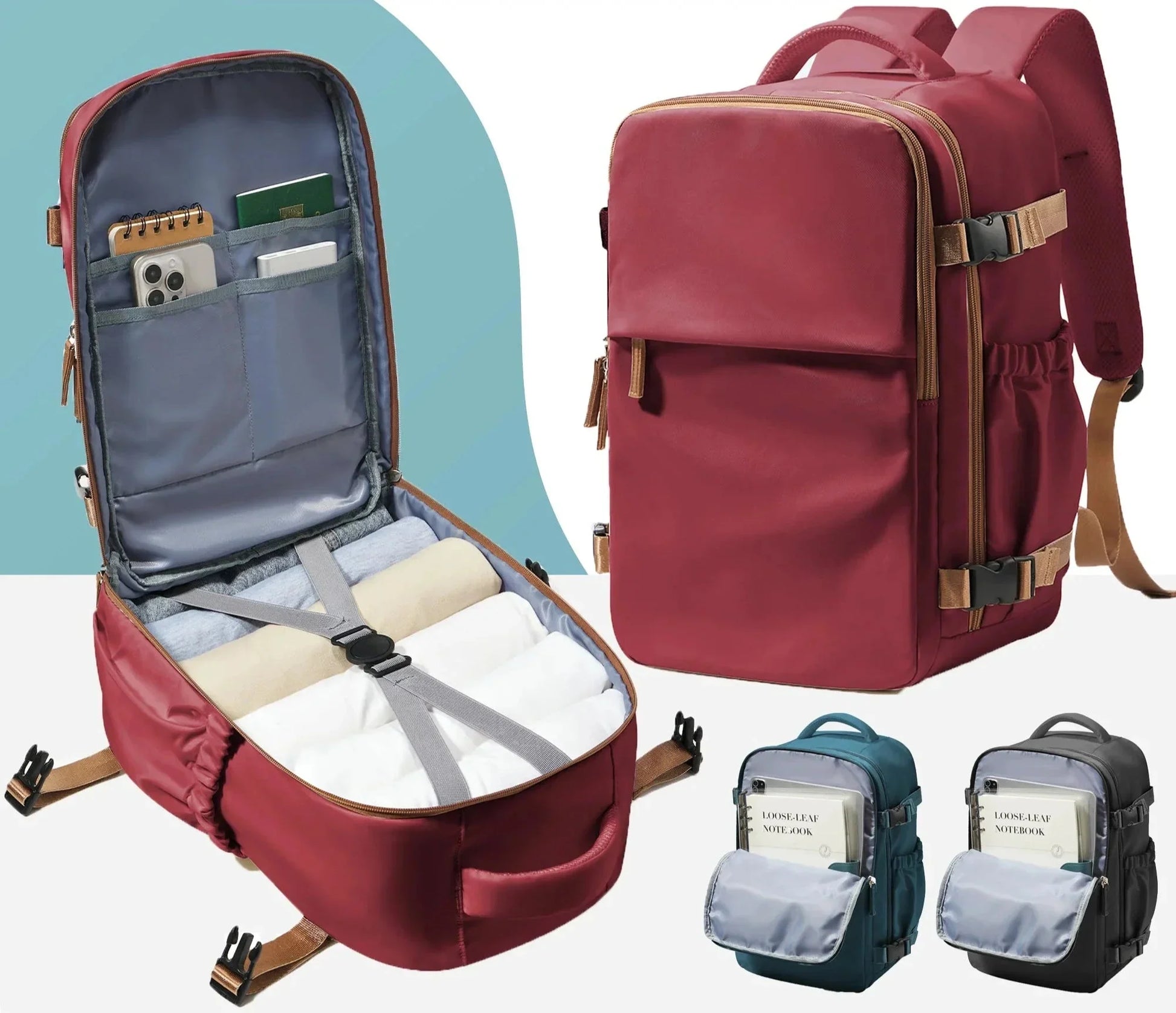Sac à Dos de Voyage en Cabine 40x30x20 Bleu – vue 3 – Yokabag